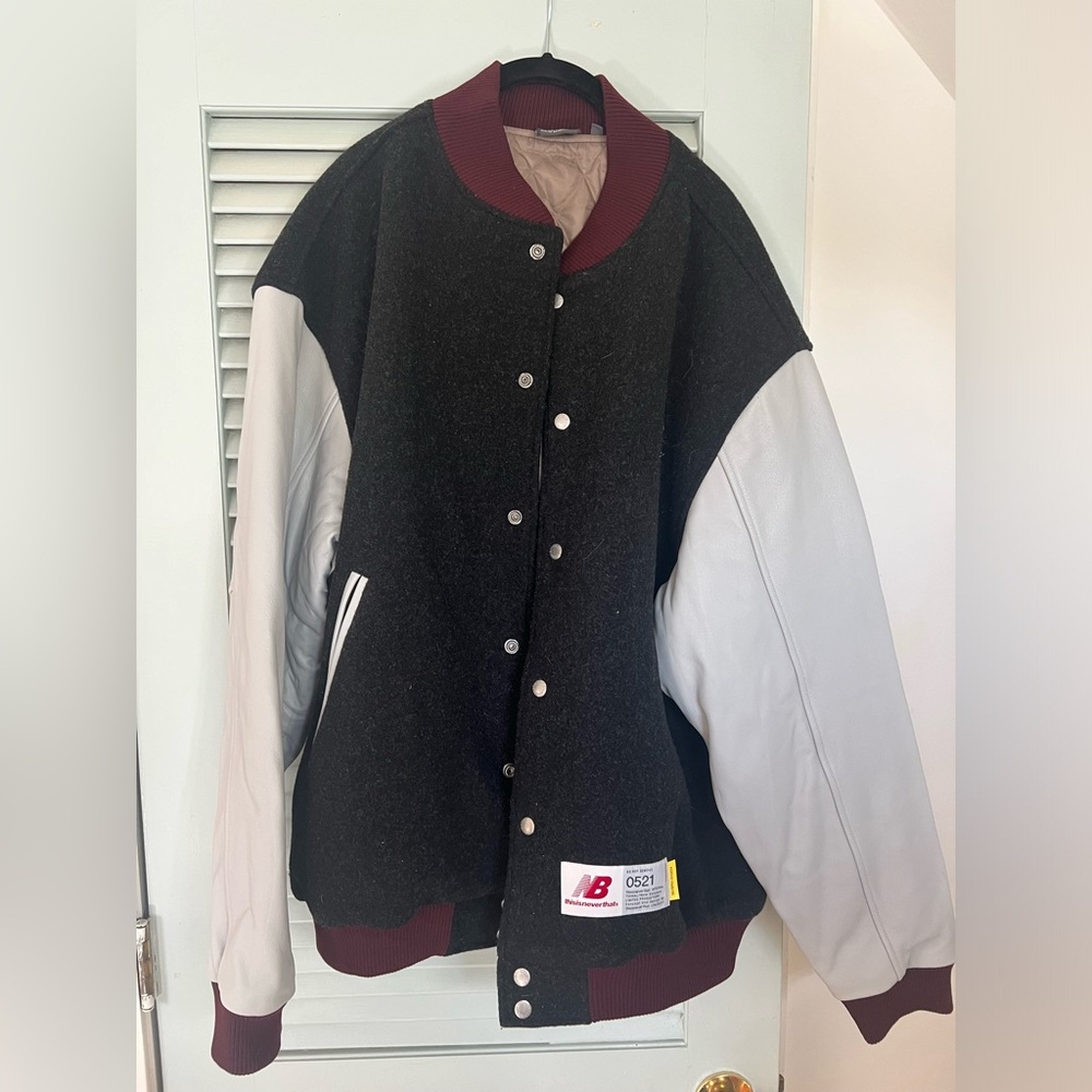 New Balance x Thisneverthat Varsity Jacket Charcoal XL
